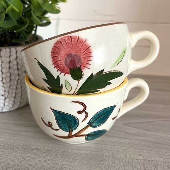 Vintage Other - Stangl Pottery Tea Cups Set of Two Fruit and Thistle Pattern Made in Trenton, NJ